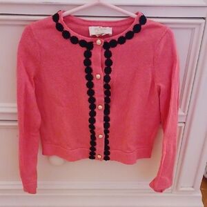 Pink Cardigan with Black Trim